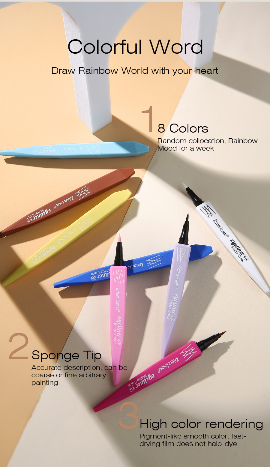 KRISTEN LEANNE Explosive Matte Fast Drying Color Eyeliner Pencil Set Performance Make-up Set_voghion.com