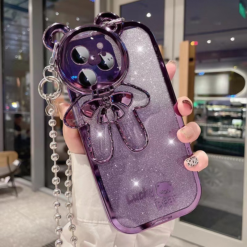 Cadena de galvanoplastia + arco púrpura Flip oso ynj