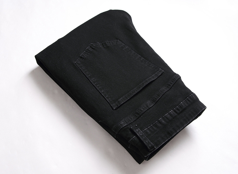 Calça jeans masculina nova, desgastada, moderna e casual, com perna reta elástica_voghion.com