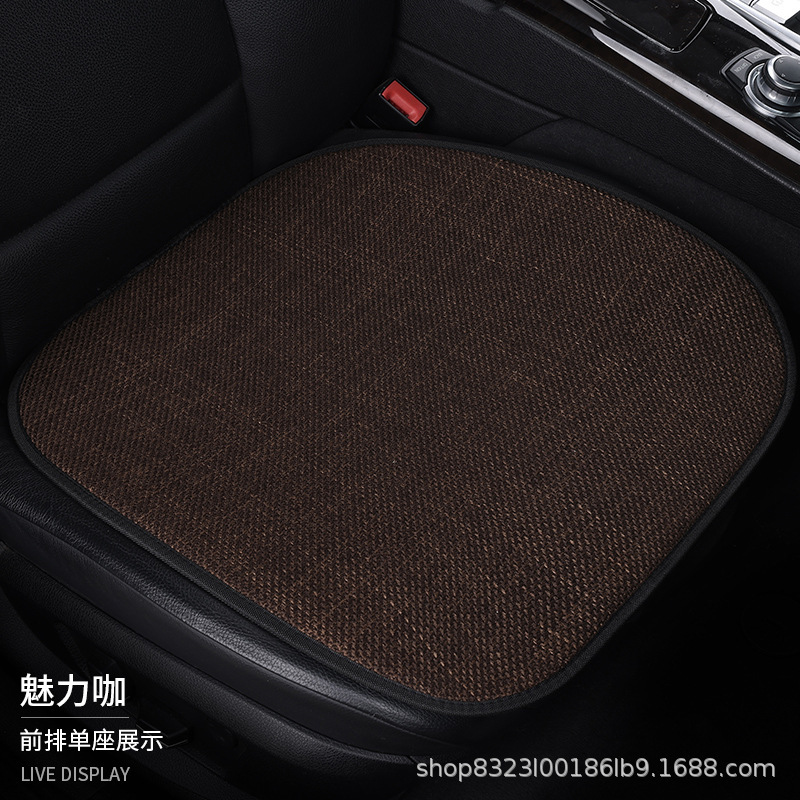 自動車クッション亜麻綿麻四季通用布芸通気滑り止め後三連式背もたれ一体背もたれクッション|undefined