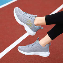 跨境女鞋2023新款夏季网面运动鞋平底透气软底舒适女鞋休闲跑步鞋