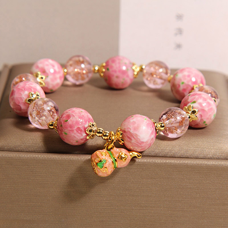 Nueva pulsera china de cristal de flor de cerezo para mujer, lujo ligero, brazalete de cristal de vidrio luminoso de alta gama para novias