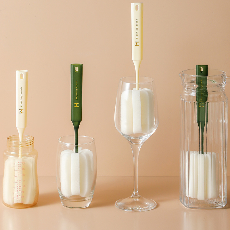 Long handle Sponge Cup washing brush multi-functional household milk bottle washing brush water Cup brush double-layer cleaning decontamination couple Cup brush