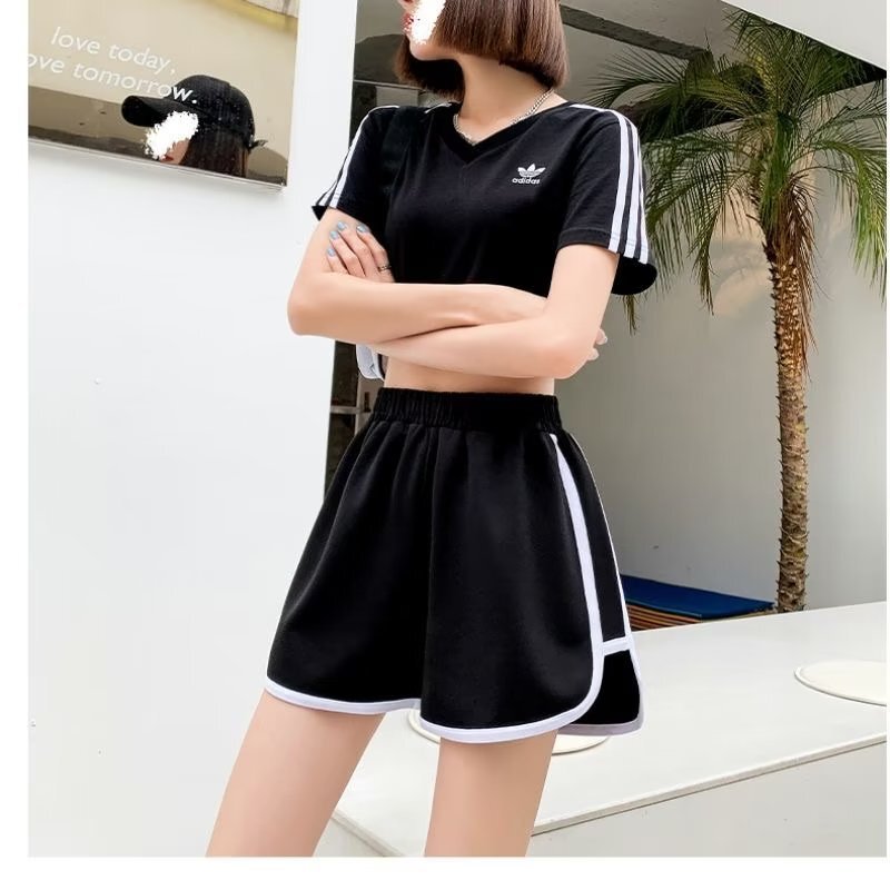Sports Shorts Women's High Waist Yoga Running Wide Leg Casual Korean Style Loose Home Casual Triple Shorts New Style