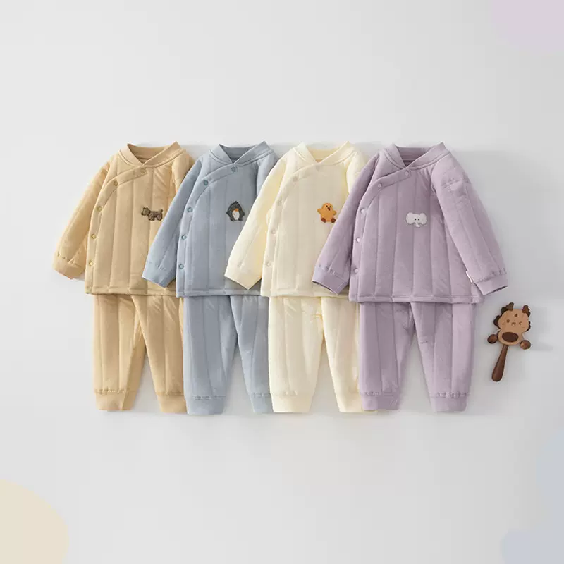 宝宝夹棉秋冬外穿春秋冬薄棉a类婴幼儿三层保暖分体男女宝宝套装