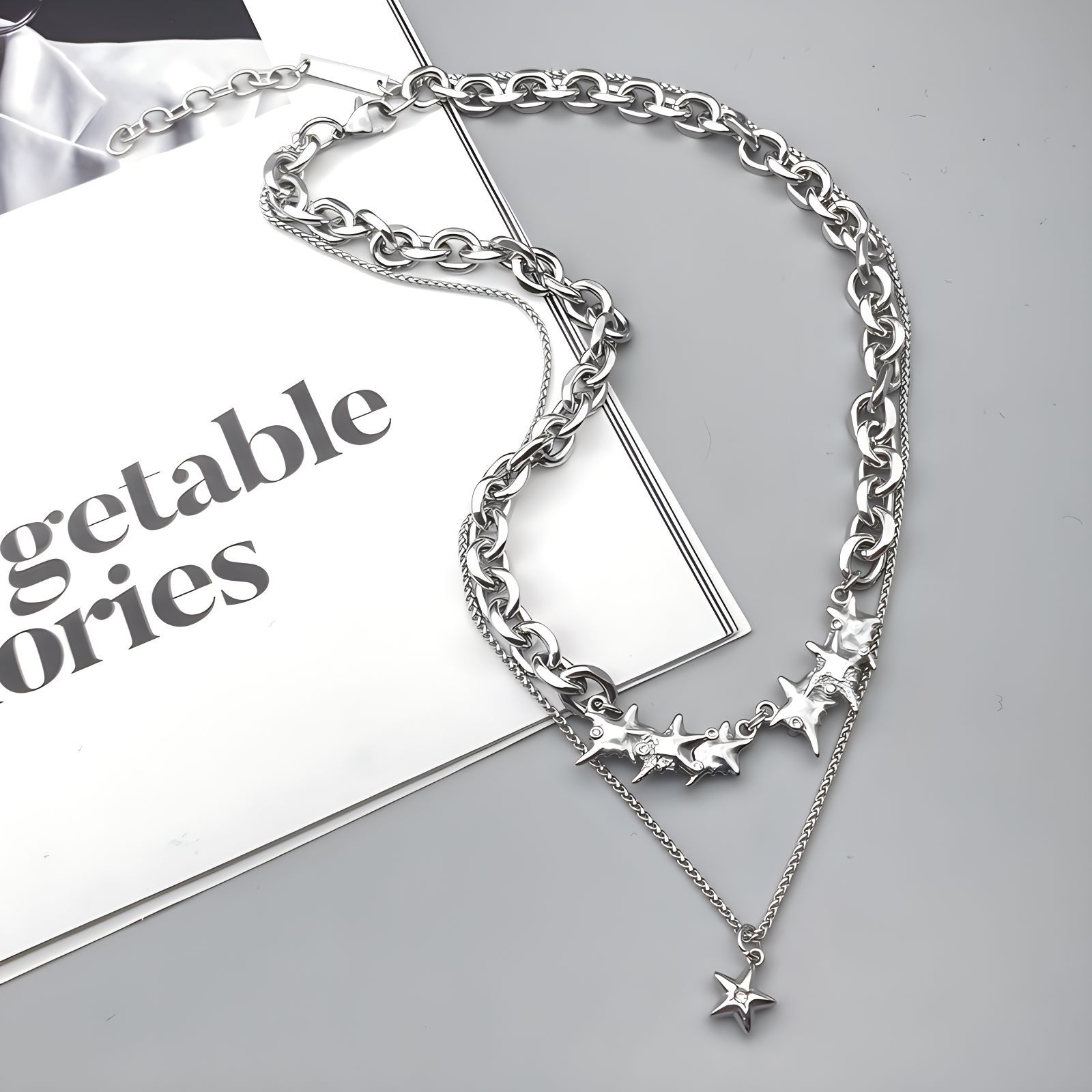 Titanium Steel Double Layer Necklace For Men Trendy Versatile Style_voghion.com