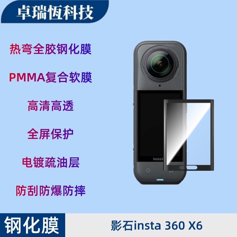 Suitable for Insta360X6 thermal-bent tempered film for action camera X5 screen PMMA composite material film