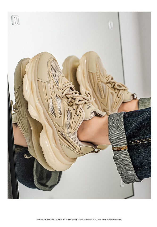Giày thể thao nam cổ thấp đế bằng, giày chạy bộ giảm chấn đệm khí, giày sneaker dad tăng chiều cao — VZS8099 màu kaki, VZS8099 màu đen chi tiết 13