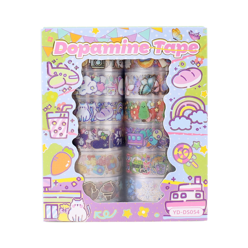 59g Weight Washi Tape Stationery Type 5 PCS/Package Quantity School Occasion PET Material Butterfly, Daisy Pattern Cute Style 5 PCS/Package Butterfly Daisy School PET Cute Washi Tape 10