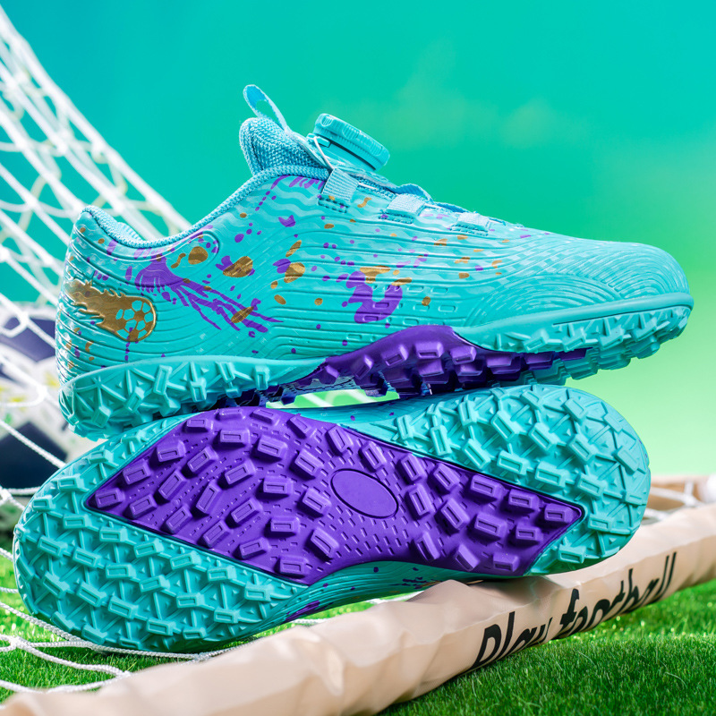 ShoeGlobe, scarpe sportive da ginnastica per la scuola elementare, con bottoni rotanti transfrontalieri, per bambini, con tacchetti da calcio_voghion.com