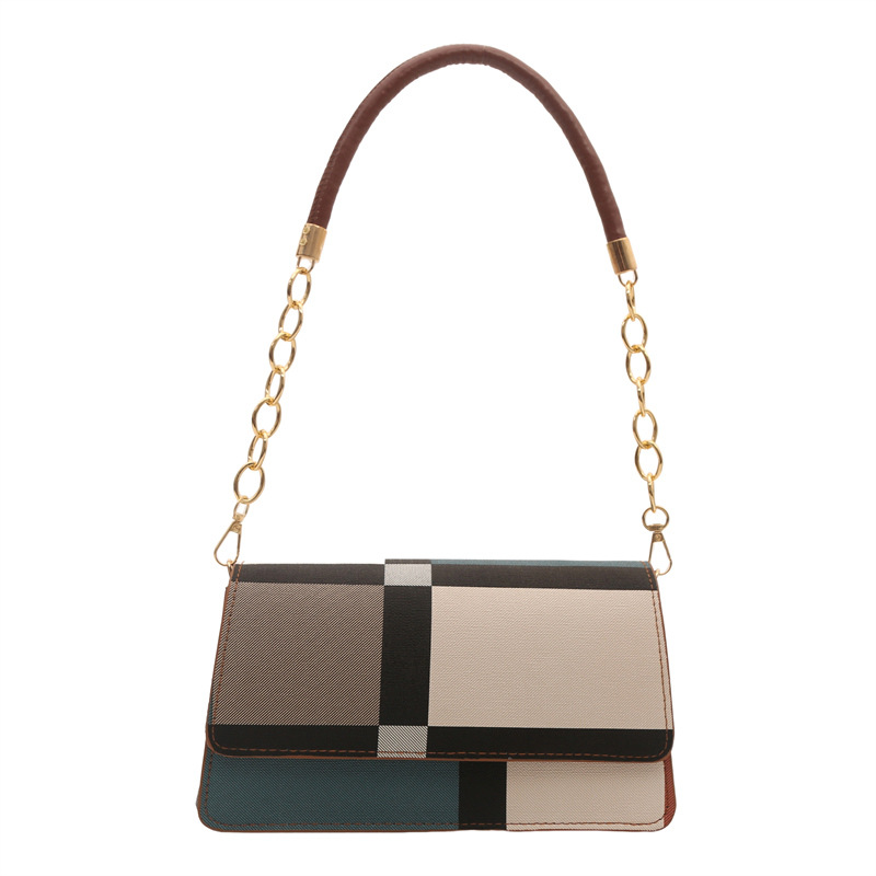 Moda popular color de contraste axila pequeño bolso cuadrado 2024 verano nuevo estilo coreano bolso de hombro bolso femenino estilo transfronterizo