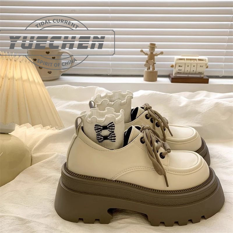 Red éxito explosivo cabeza redonda zapatos de cuero para mujeres 2023 nuevo tacones gruesos temperamento de fondo grueso japonesas jk mary zhen zapatos para niños