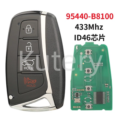 Suitable for Hyundai Santa Fe 4-Button Remote Control Car Key 433 Frequency Id46 Chip 95440-B8100 (Car Keys) - 4-key-suv-key-end-milled-left-slot