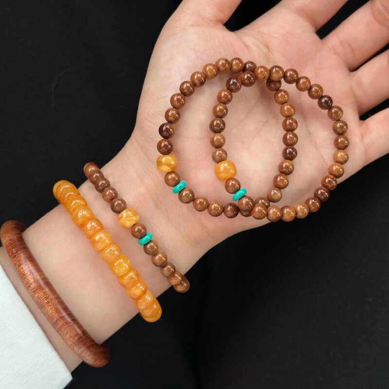 Special-Grade Cook Turquoise Second-Generation Beeswax Beaded New Chinoiserie Exquisite High-End Stacked Accessible Luxury Versatile Bracelet Special-Grade Cook Turquoise Second-Generation Beeswax Beaded New Chinoiserie Exquisite High-End Stacked Accessible Luxury Versatile Bracelet