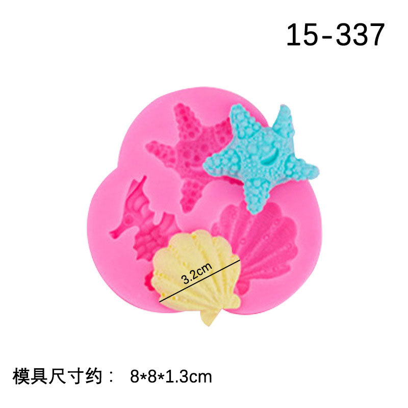 Océano serie sirena cola Shell Starfish Seahorse silicona molde fondant chocolate hornear decoración Accesorios