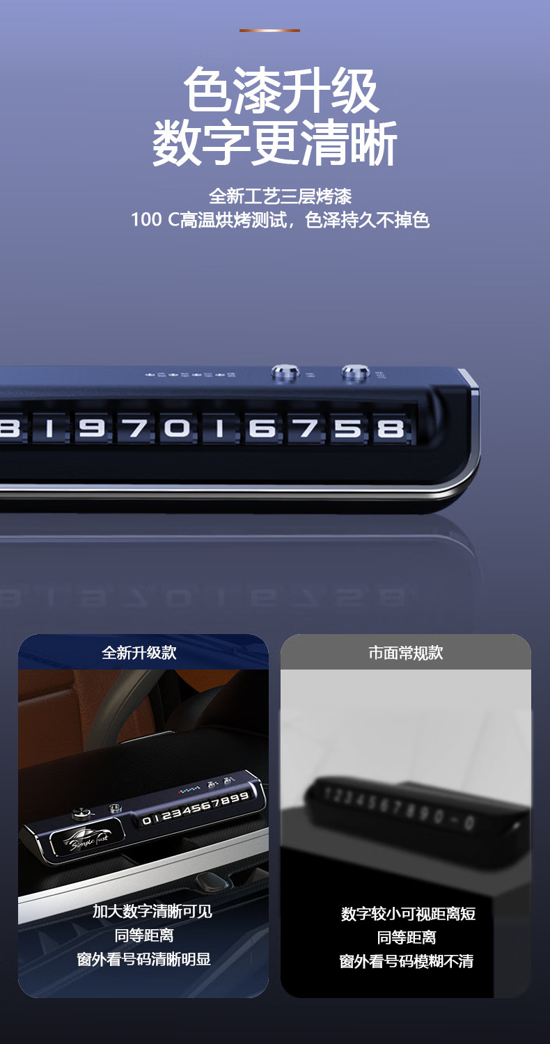 Car phone number plate, smart car aromatherapy ambient light, sound-activated light, interior decoration, temporary parking sign for cars