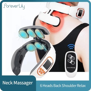 Shoulder and Neck Massager Cross-Border 6-Head Cervical Spine Massager Massager Electric Pulse Intelligent Neck Protector Multi-Function Hot Compress