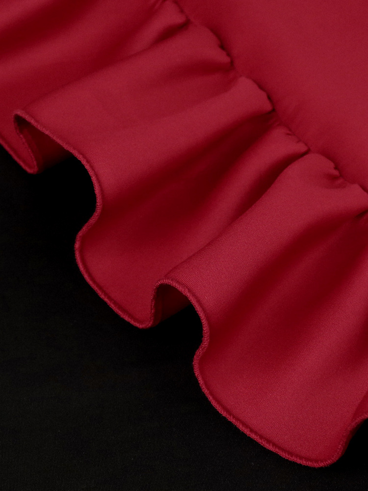 Women's Clothing deep V sexy low cut dress plus size ruffled banquet dress _voghion.com