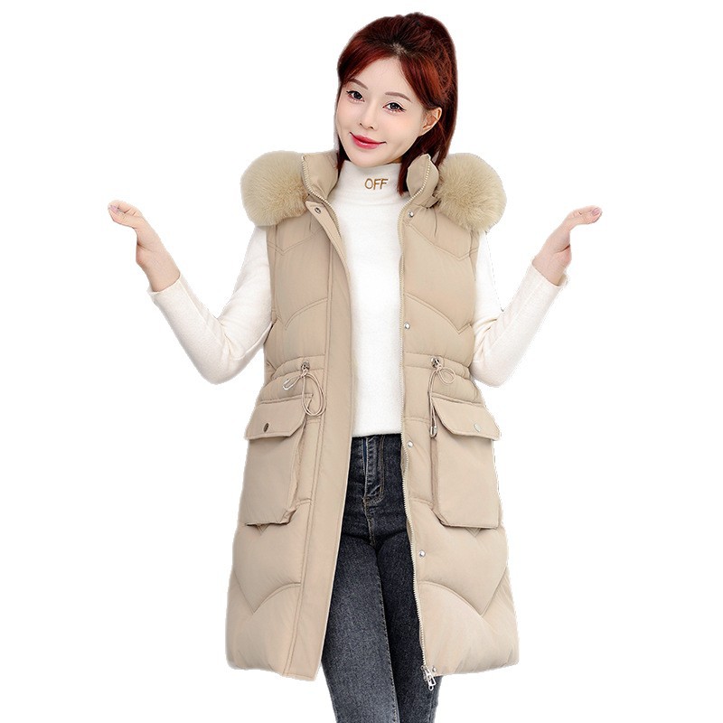 Mangas desmontables de comercio exterior ropa de algodón para mujeres 2025 nuevo invierno engrosado gran abrigo de algodón de cuello de cabello chaqueta de algodón para mujeres