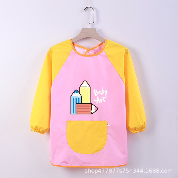 Abrigo DE LOS NIÑOS impermeable arte kindergarten pintura ropa publicidad inversa ropa impresa logo manga larga delantal vestido inverso