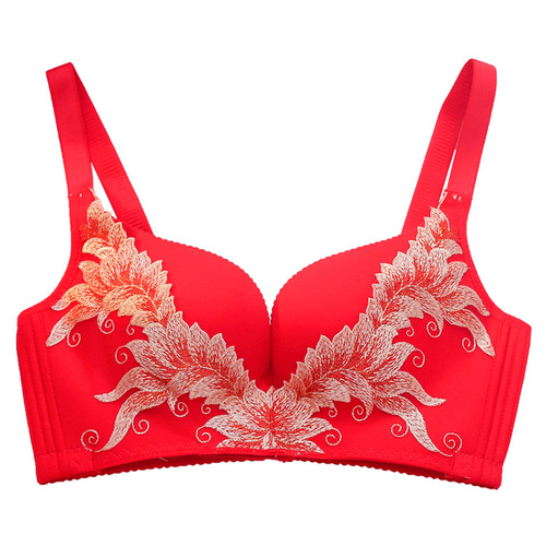 New Year's Day Big Red Knot Underwear Women's Small Breast Gathering Birthday New Year Bride Wedding Bra Panties Set Gift Box