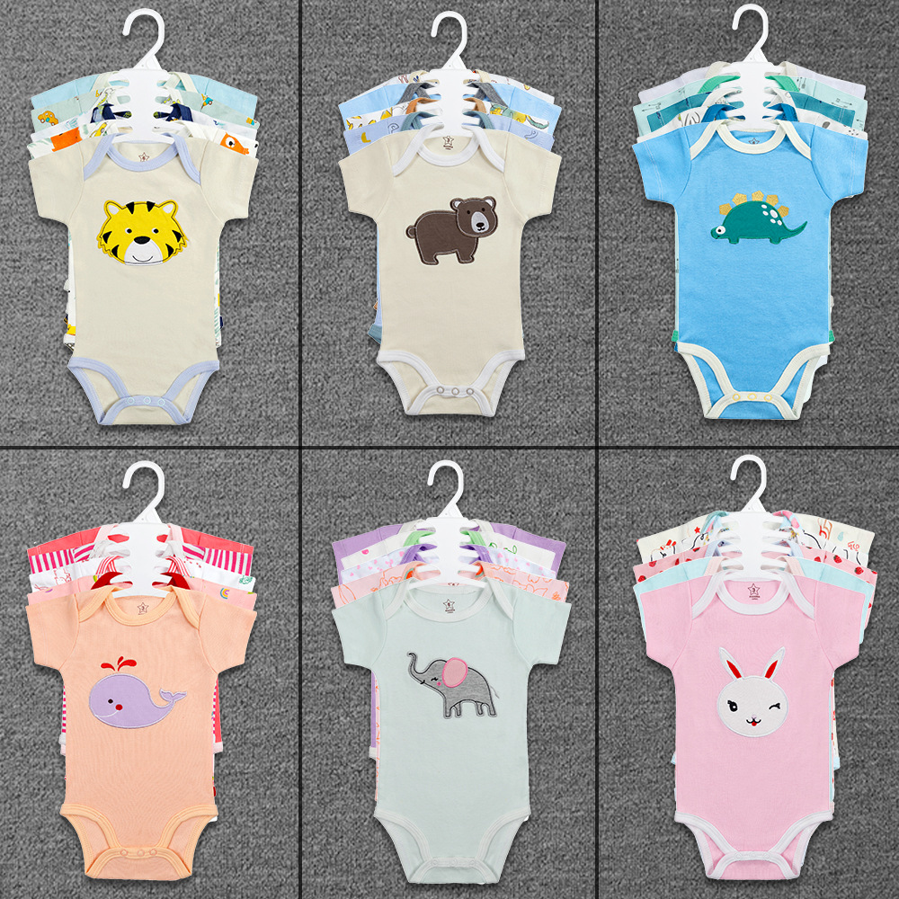 2025外贸包屁衣夏季跨境批发纯棉短袖卡特婴儿哈衣男女童宝宝童装