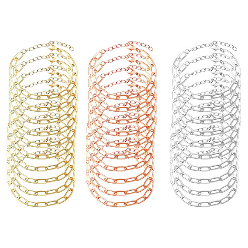Cross-Border Hot-Selling Simple Bracelet for Women European and American Hip-Hop Punk Style Paper Clip Gold Rose Gold Silver Bracelet Jewelry