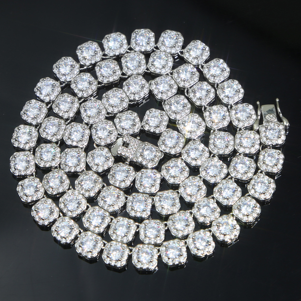 Rhinestones Inlay Material Hip-hop Rock Punk Geometric Copper Inlay Rhinestones Men's Necklace
