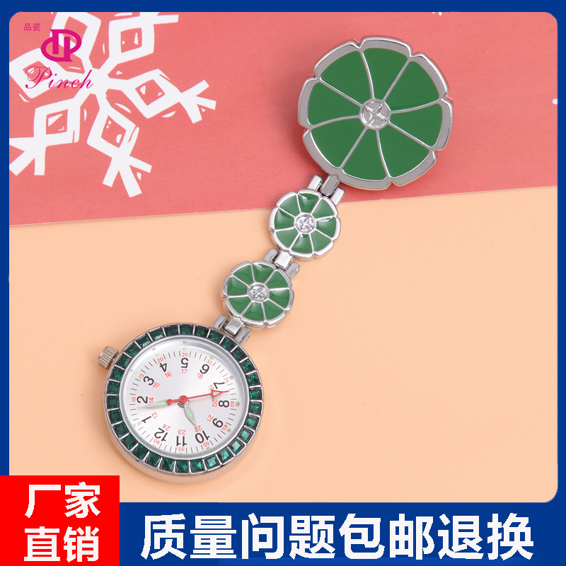 Porcelain medical nurse chest watch cute luminous hanging watch clip doctor pocket watch engraved medical nurse watch