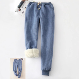 2020 Aliexpress Cross-Border Lamb Velvet Thickeneded Warm Sweatpants Leggings Winter Loose Casual Pants for Women Fleece-Lined in Stock