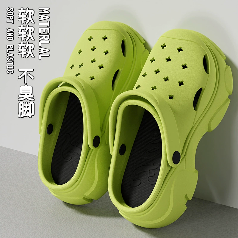 Женские сабо для улицы, на толстой подошве, нескользящие, увеличивающие рост, летние пляжные туфли, новая модель 2025 года, домашние закрытые полутапочки для женщин, летние.