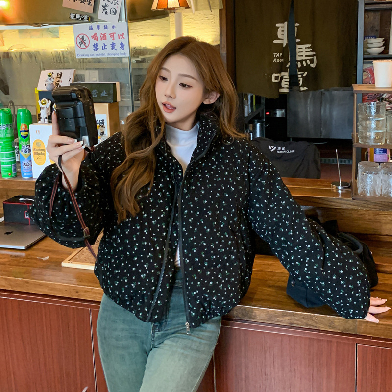 棉衣女短款2025冬新款韩版宽松羽绒棉服清新甜美学生碎花面包服潮|undefined