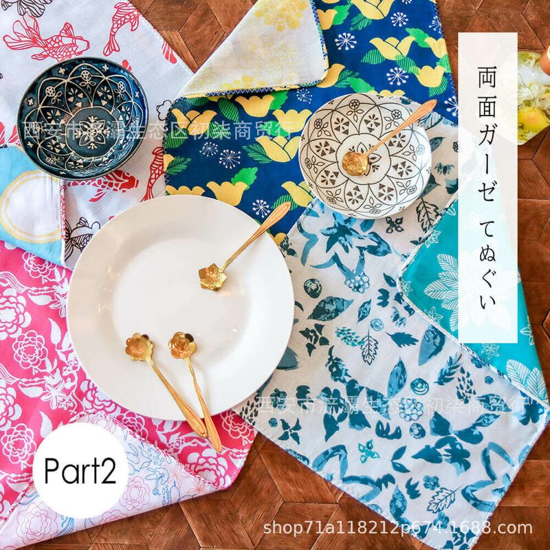 Japanese Imported Fabric Three-Layer Pure Gauze Quick-Drying Lightweight Japanese Style Hefeng Sakura Market Songda Square Cotton Towel