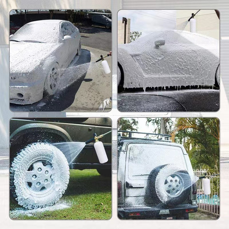 High-Pressure Cleaning Machine Red Transparent Foam Spray Bottle Pa Adjustable Household Pump Foam Cleaning Foam Spray Gun Nozzle