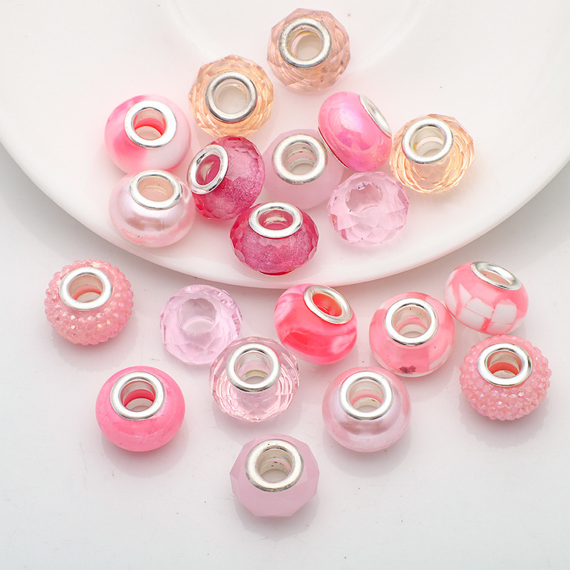 Cross-border 10X14 large hole tube-free mixed color DIY bracelet beaded jewelry glass material accessories