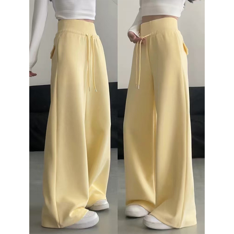 Yellow Sweatpants for Women, Spring and Autumn New Style, Slimming High-Waisted Straight-Leg Casual American Design Loose Wide-Leg Pants Yellow Sweatpants for Women, Spring and Autumn New Style, Slimming High-Waisted Straight-Leg Casual American Design Loose Wide-Leg Pants