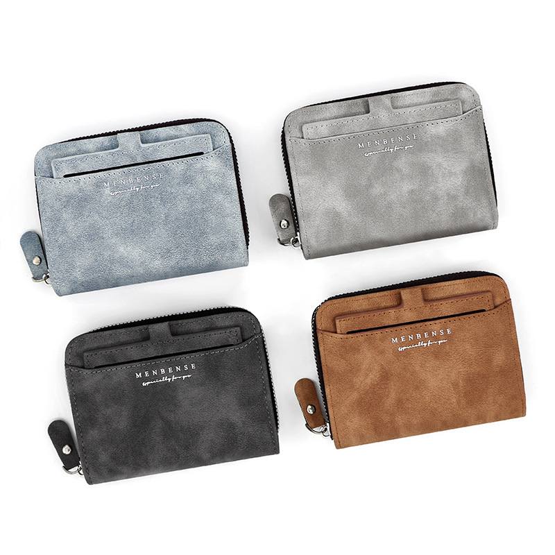 Menbense nuevos hombres de la cartera color sólido helado negocio corto embrague monedero tarjeta dibujo bolsa cremallera