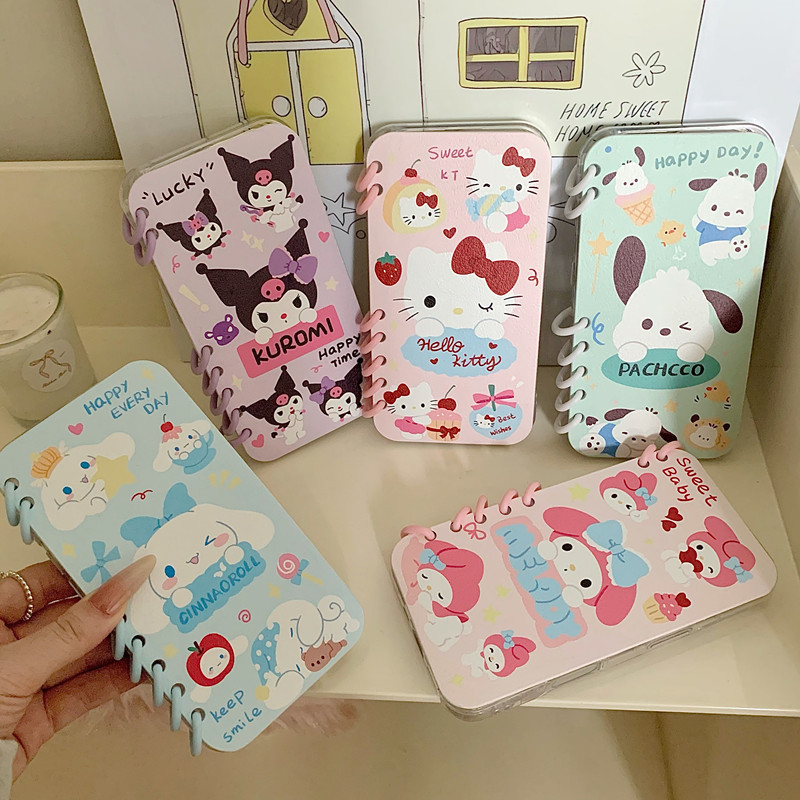 Notebook Sanrio Apple 16promax Phone Case iPhone15 Book 14 Cartoon 13 Hello Kitty 12 Tide