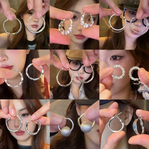 Sweet and cool style spicy girl simple circle ear ring 2025 new model round face ear ring personality internet celebrity circle earrings 