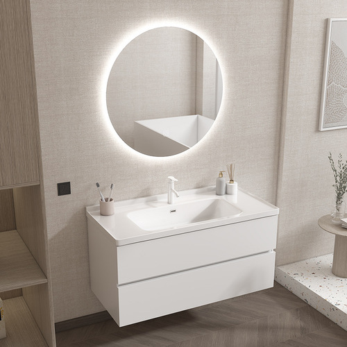 Smart bathroom cabinet ceramic integrated basin bathroom sink washbasin cabinet set solid wood bathroom vanity sink