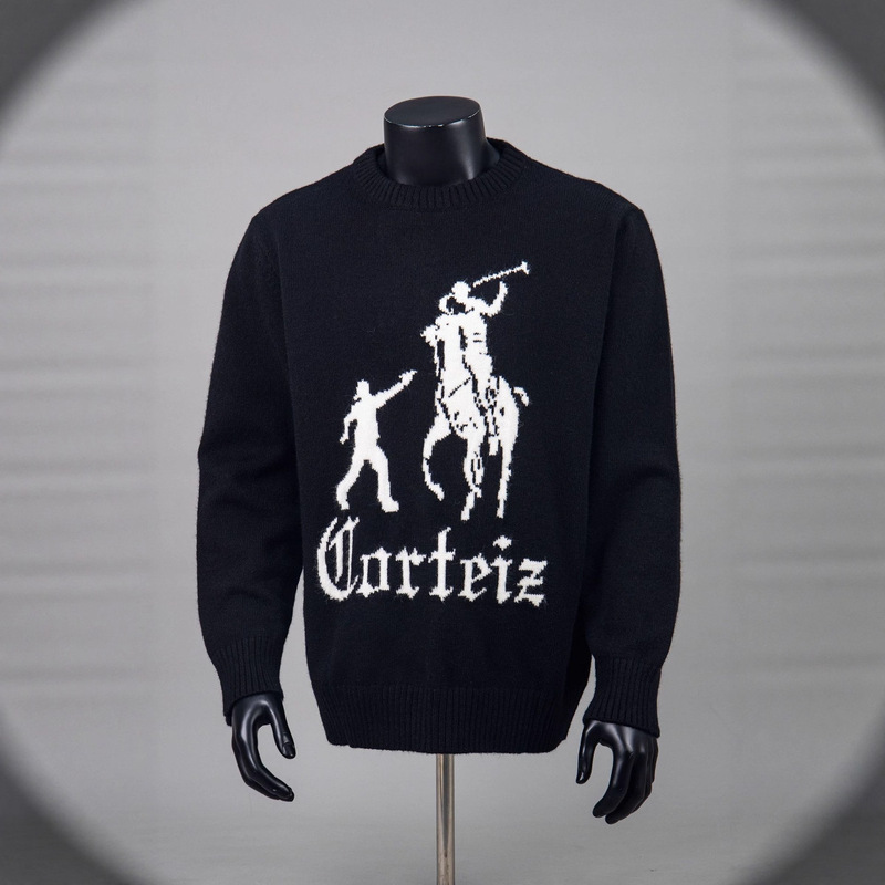 Corteiz恶魔岛美式街头战马人像提花针织毛衣圆领男女早秋长袖潮|undefined
