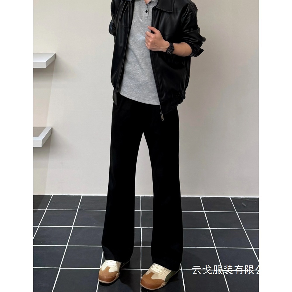 新款2026春季新款升级合体版加厚直筒弯刀休闲卫裤百搭通勤毛呢男