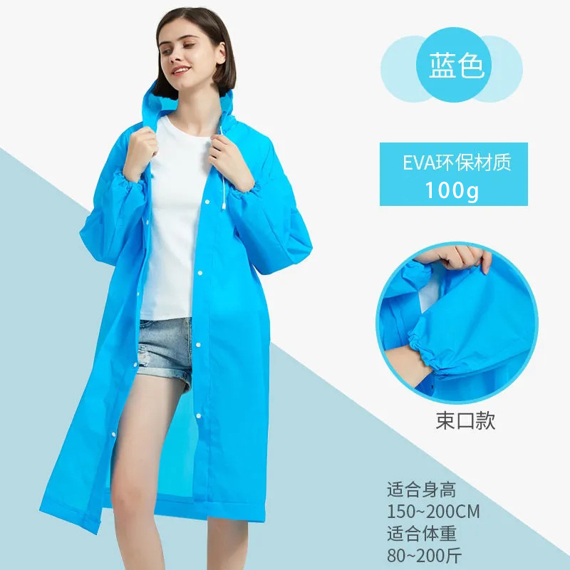 Impermeable eva no desechable engrosado, portátil para adultos, hombres y mujeres, al aire libre, impermeable, cuerpo largo, grueso