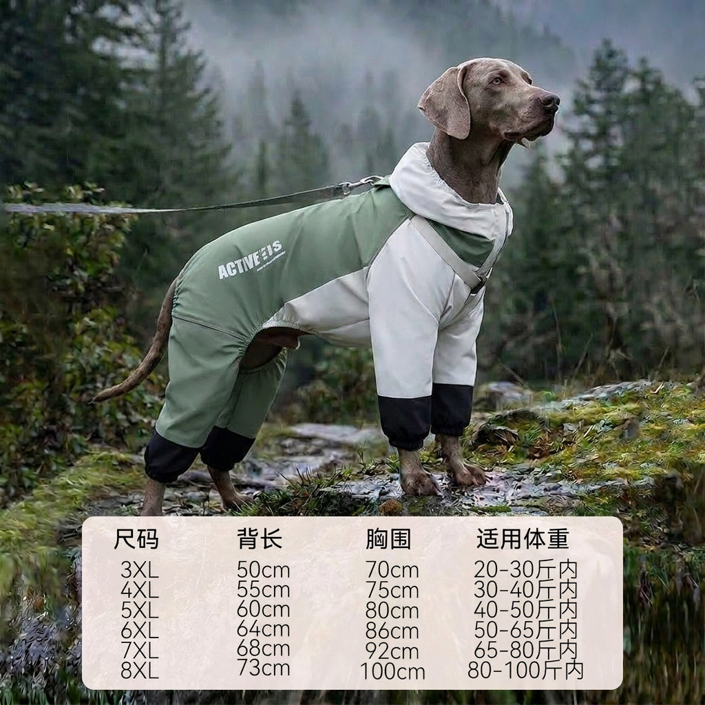 Primavera y verano, perros grandes y medianos, color neutro, viento, perros grandes, chaqueta de lluvia de cuello alto, impermeable a prueba de lluvia para mascotas, ropa para perros.