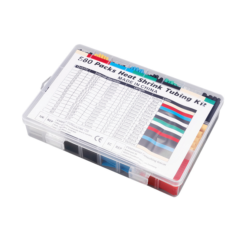 Mayorista aislamiento tubo termorretráctil cableado eléctrico de alta tenacidad modelo completo 580pcs caja de color tubo termorretráctil image 6