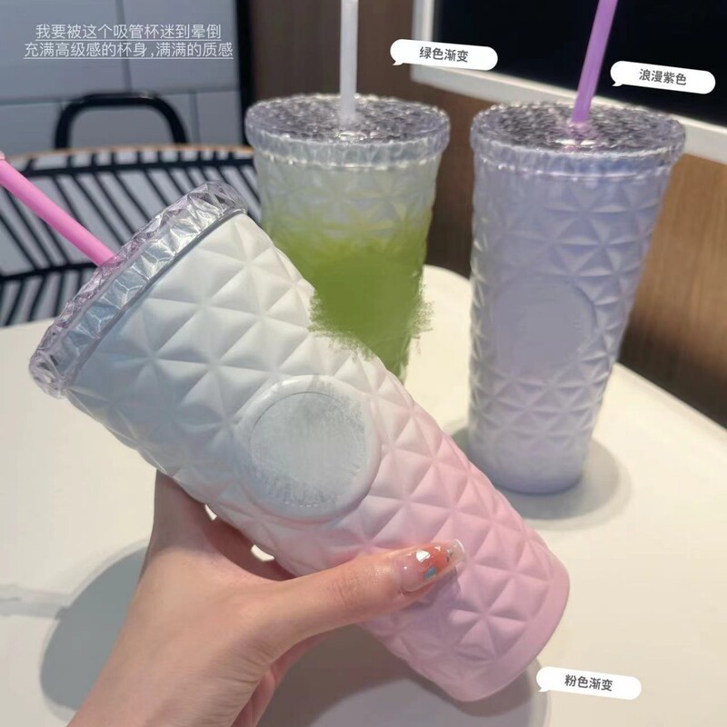 スターダッドダイヤモンドパターンストローカップ 304 ステンレス鋼 591 ミリリットル大容量黒と白の高価値ギフトスポット卸売|undefined