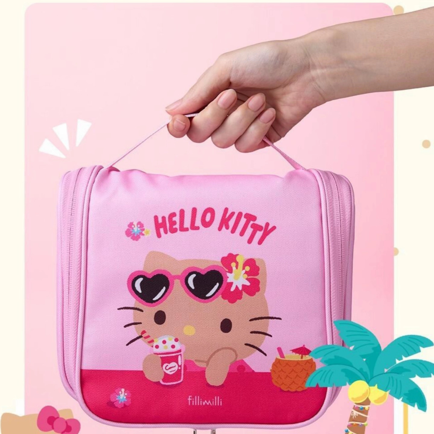 한국과 동일한 스타일의 귀여운 KT 고양이 세면도구 가방, 휴대용 소품 수납 가방, 화장품 가방, 여행용 신제품