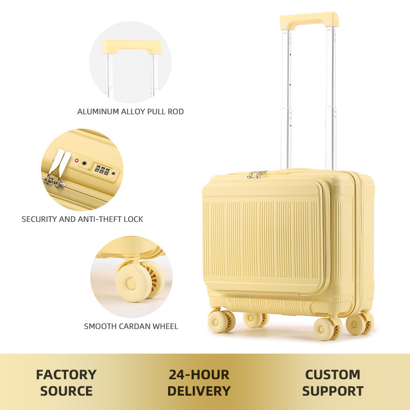 Airline Net 14inch Wheeled Suitcase 18inch Cute Small Travel Suitcase for Girls with Detachable Wheels, Carry-On Suitcase with Combination Lock