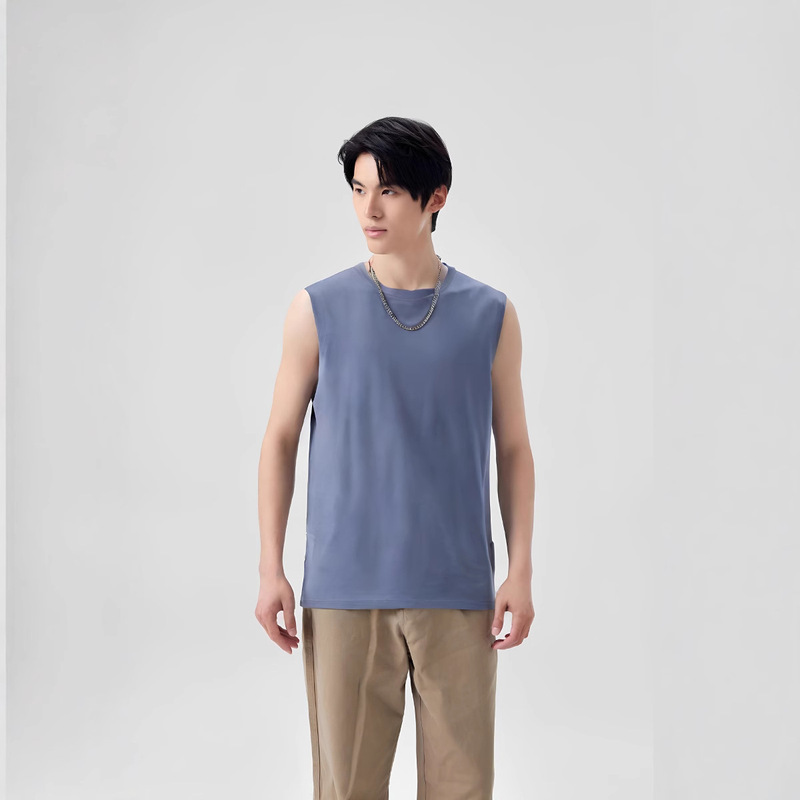 Men's Quick-Drying Sports Vest Korean Style New Sleeveless Round Neck Solid Color Top Bottoming Shirt Badminton Men's and Women's Clothing