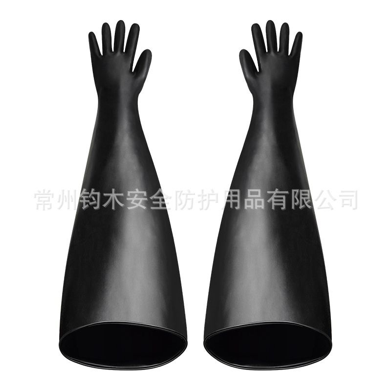 干箱手套丁基橡胶耐油防化耐酸碱氯丁乳胶工业隔离箱操作箱手套